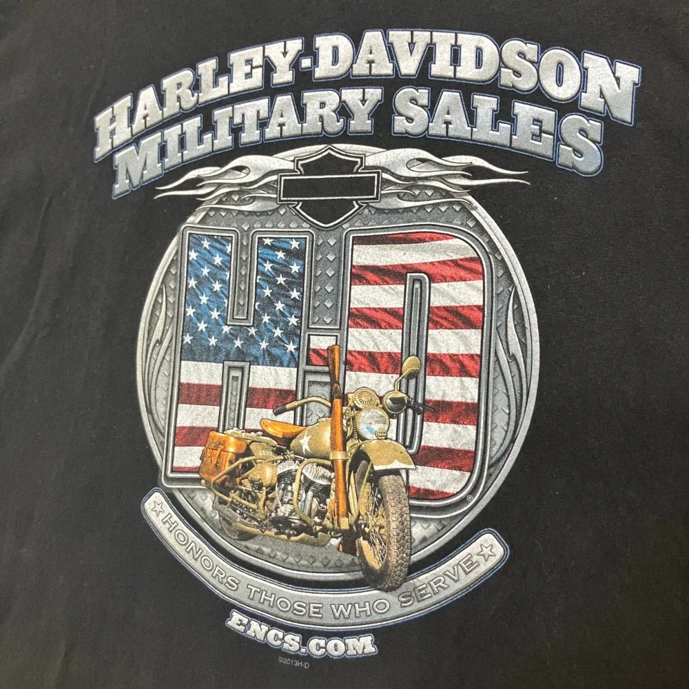 Harley-Davidson Motorcycle Military Sales T-Shirt Men L Black Overseas Tour 2013
